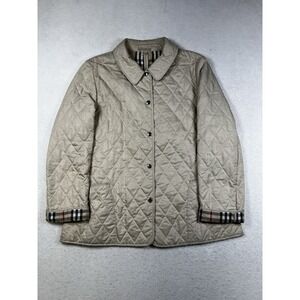 Genuine BURBERRY Beige Quilted Jacket Nova Check Lining Size XL